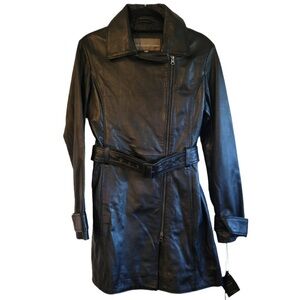 Bod & Christensen Women’s Leather Chic Trench Belted Jacket